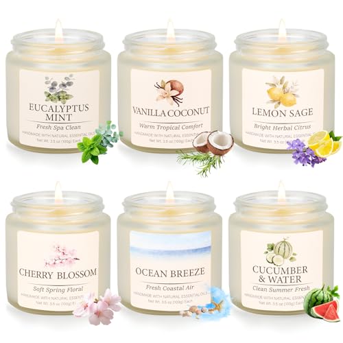 Spring Summer Scented Candles Set, Soy Candles for Home, 6 Pack Candle Gift Set - Gifts for Women Mother's Day, Aromathera...