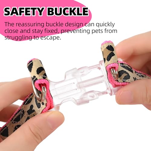 Mile High Life Leopard Dog Harness Collar Leash Set, Adjustable No Pull Dog Halter Harness for Small Breed Dogs, Easy Cont...