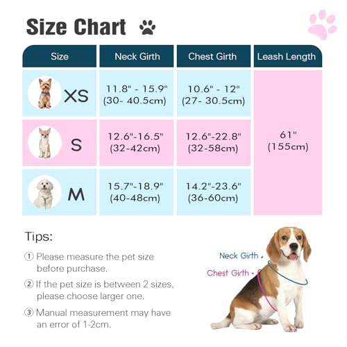 Pawaboo Small Dog Harness and Leash Set, Puppy Harness X-Frame No Pull No Choke, Dog Vest Harnesses Adjustable for Small M...