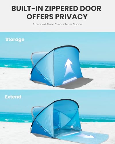 OutdoorMaster Updated Beach Tent for 3-4 Person - Easy Setup and Portable Beach Shade Sun Shelter Canopy with UPF 50+ UV P...