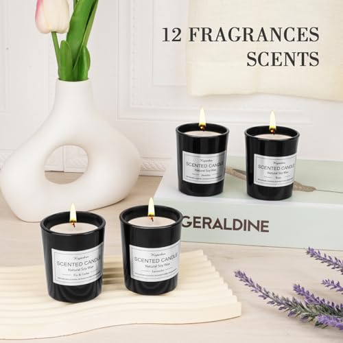 12 Pack Scented Candles Gifts Set for Women and Men, Candles for Home Scented, Natural Soy Wax 180H Long Burning, Aromathe...