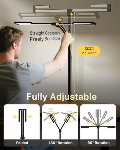 ONEMIX 42" LED Desk Lamp with Clamp, Architect Desk Light with Remote, Adjustable 4-Segment Bar, 1800LM Bright, Eye-Caring...