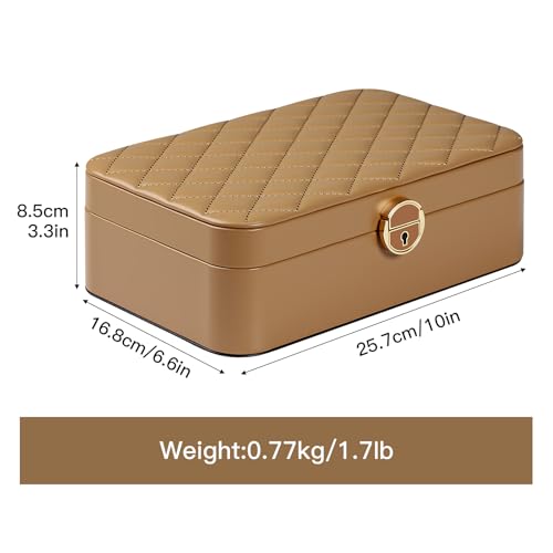 BEAUTY CASE Jewelry Box Organizer for Women Girls, 2 Layer Large Jewelry Storage Case, PU Leather Display Jewelry Holder w...