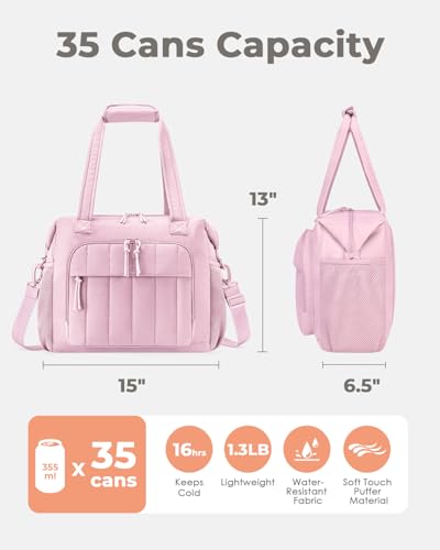 Puffer Cooler Bag 35 Cans Insulated Soft Cooler for Women Lightweight Ice Chest Leakproof & Portable Lunch Coolers for Pic...