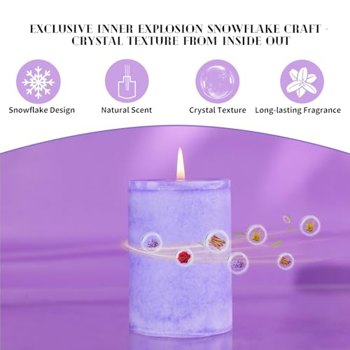 4 Pack Lavender Scented Pillar Candles-2.8x4 in Purple Decorative Candles,60-Hour Long Lasting Burn,Handmade Rustic Pillar...