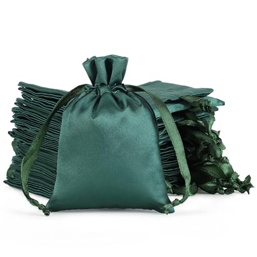 Tapleap Green Small Satin Gift Bags, 30Pcs 3x4 with Drawstring, For Kids Classroom, Wedding, Birthday, Party Favors, Jewel...