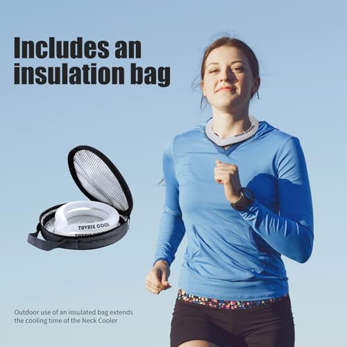 2Pack Neck Cooling Tubes with Insulated Cooler Bag - Reusable Ice Neck Cooler for Hot Weather, Hands Free Cooling Ring, Ch...