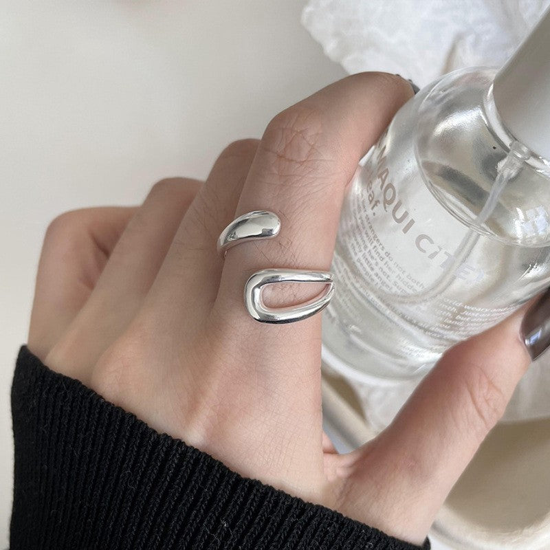 INS Style Irregular 925 Silver Stackable Rings, Non-Fading Minimalist Plain Band For Women, Cute Versatile Finger Jewelry Gift