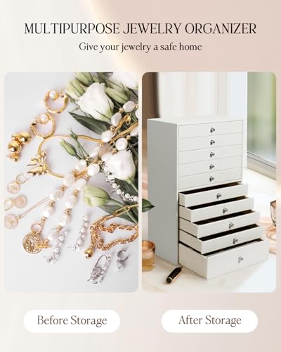GUKA Large Jewelry Box, Jewelry Case with 10 Drawers for Big and Small Jewelry, Jewelry Storage Organizer for Watch Earrin...