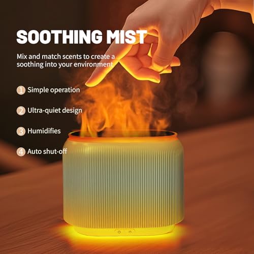 LIFFY Essential Oil Diffuser - Fireplace Fire Flame Aromatherapy Diffuser, Mist Humidifier with Multi-Color LED Lights, fo...