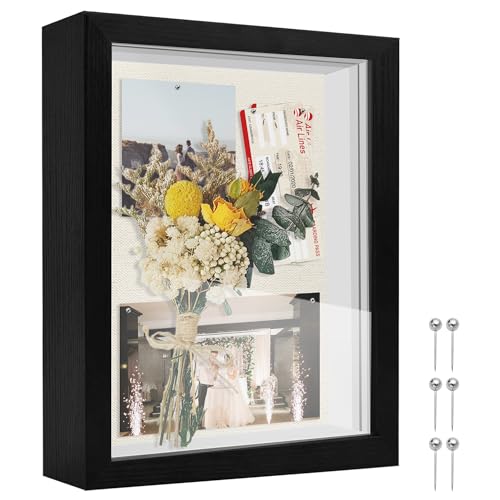 TOUYINGER 8x10 Shadow Box Frame Display Case with Soft Linen Back, Display Case Box for Memorabilia, 3D Items, Wedding Mem...