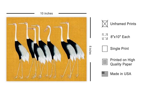 Poster Master Vintage Japanese Crane Poster - Retro Red Crown Crane Print - Bird Art - Great Gift for Men, Women, Animal L...
