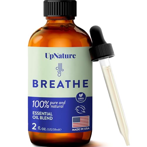 UpNature Breathe Essential Oils Blend (Large 2oz) Breath Relief Eucalyptus and Menthol Blend - Essential Oils for Diffuser...