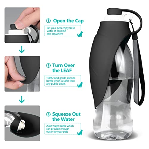 TIOVERY Dog Water Bottle, Portable Pet Water Dispenser Feeder Leak Proof with Drinking Cup Dish Bowl for Outdoor Walking, ...