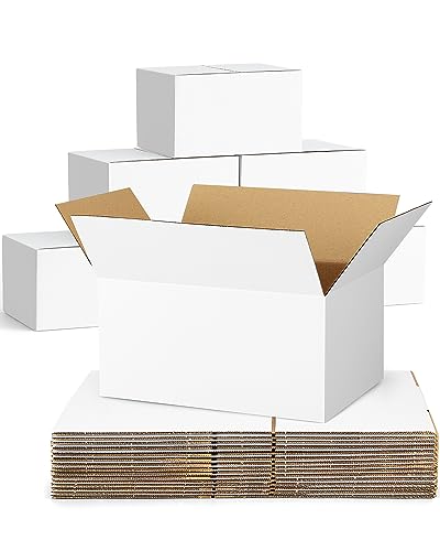 Poever 40-Pack-Small-Shipping-Boxes-9x6x4, Corrugated-Cardboard-Boxes-for-Packaging-Small-Business, White-Boxes-Mailers