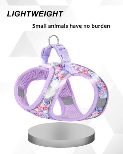 JUFOO M Light Purple Flower Pattern Dog Harness and Leash Set,No Escape Puppy Harnesses for Training Walking，Breathable Ad...
