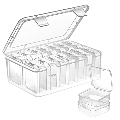 Mathtoxyz Small Bead Organizers, 15 Pieces Plastic Storage Cases Mini Clear Bead Storage Containers Transparent Boxes with...