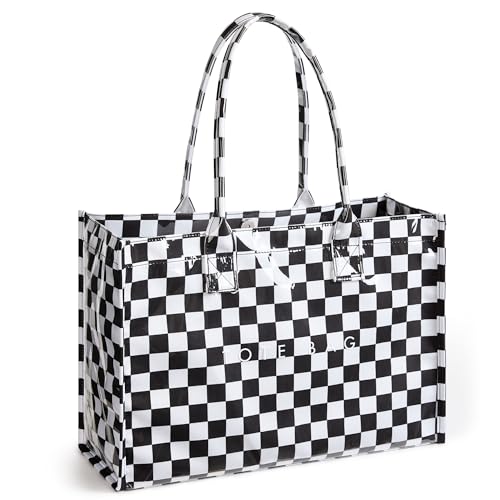 KALIDI PVC Tote Bag Women’s Kraft Paper Work Handbags Purses with Top Handle