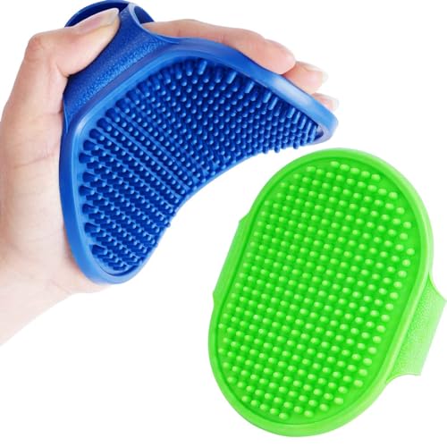 BRILLIRARE 2 Pack Dog Grooming Brush, Premium Soft Silicone Pet Bath Brushes with Adjustable Handle, Shampoo Soothing Comb...