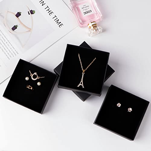 Sdootjewelry Black Jewelry Boxes Bulk 12 Packs, Jewelry Gift Box with Foam, Small Jewelry Boxes for Gifts, 3.5'' × 3.5'' ×...