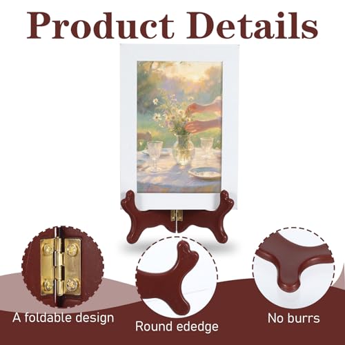 ADLABLD 2Pcs Easel Plate Holder, Brown Displays, Frames Photo Holder Stands for Decorative Picture Frame