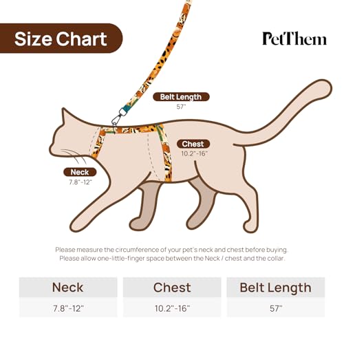 Cat Harness and Leash Set - Escape Proof Adjustable Cat Harness, Comfortable Soft Lightweight, Use Safe & Easy, Walking Tr...