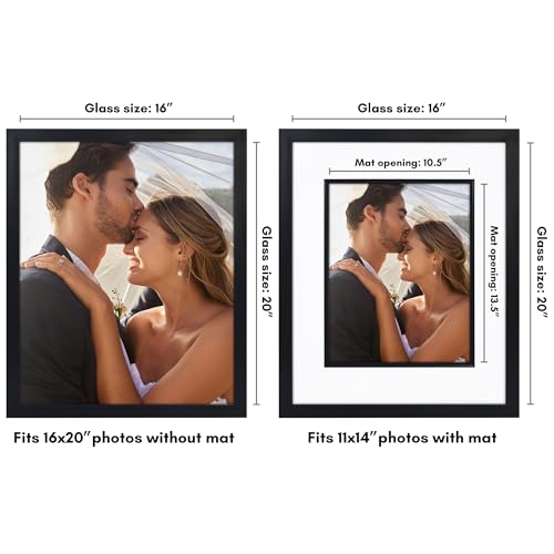 Americanflat 16x20 Picture Frame with Decorative Inner Mat Accent - Displays 11x114 Photos with Mat or 16x20 Without - Ver...