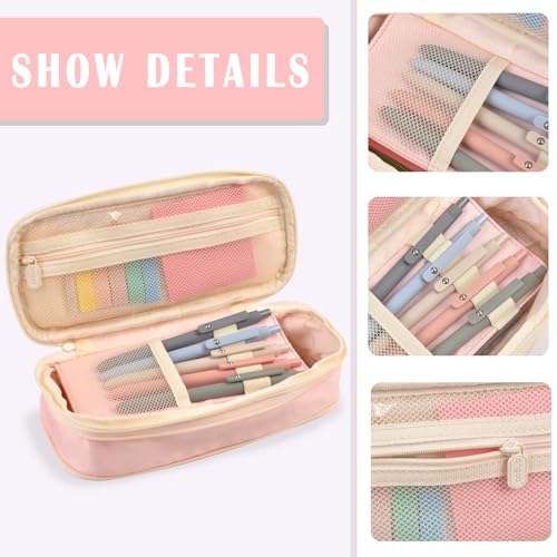 Aesthetic School Supplies with Pencil Pouch - 27Pcs Cute College Essentials Set, Big Capacity Pen Case, Pastel Highlighter...