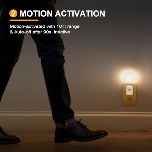 LUMILECT Warm Night Lights Plug into Wall Motion Sensor, 1W 2700K, LED Night Light, 10-100LM Adjustable Brightness, Automa...