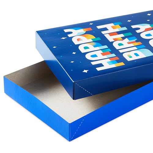 Hallmark Designed Shirt Boxes with Lids (8 Boxes: 2 Each of Orange and Blue Stripes, Plaid, Dots, Happy Birthday) for Birt...