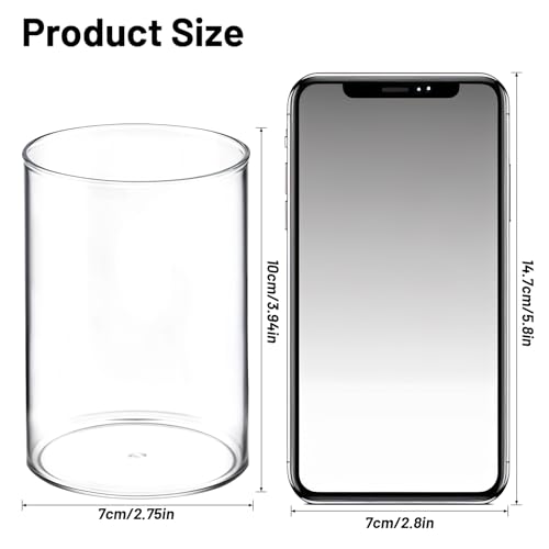 2 Pcs Pen Holder Acrylic Cylinder Container Stylish Clear Acrylic Desk Organizer Round Makeup Brush Storage Desktop Pencil...