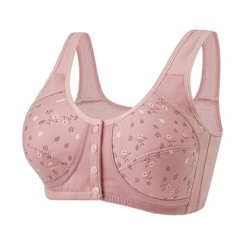 Daisy Bras for Older Women Front Closure Convenient Everyday Bras Mid Buttons Comfortable No Underwire Gathering Bras