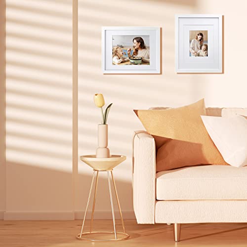 Egofine 11x14 Picture Frame White - Photo Frame Made of Solid Wood Covered by Plexiglass for Table Top Display Pictures 5x...
