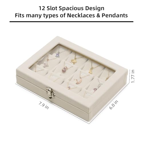 XHMQYC Jewelry Box Necklace Organizer Tray, Beige Necklace Display Case for Storage Jewelry Small Necklaces Display Stand ...