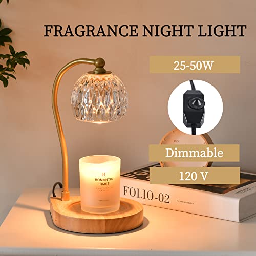 kaakuuki Candle Warmer Lamp,Candle lamp,Vintage Crystal Candle Wax Warmer,Heat Adjustable,Birthday Gifts for Women mom,wit...