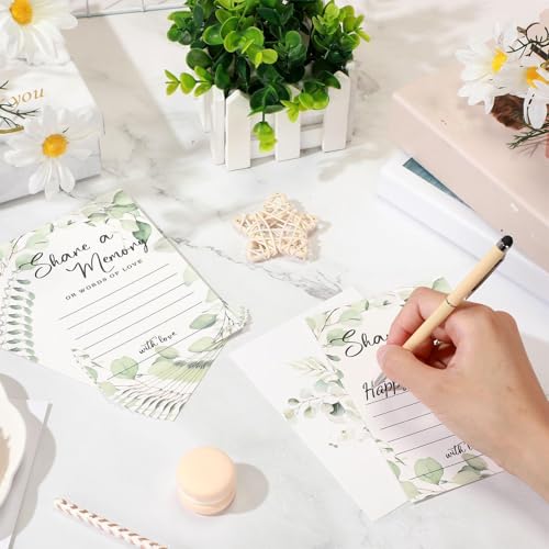 Pajean 50 Pcs Greenery Share a Memory Cards for Collections of Life, Memory Cards Box Guest Ideas for Funeral Graduation W...