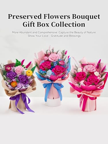 Flomoon Preserved Flowers Bouquet, Forever Flowers for Delivery, Mothers Day Long-Lasting Real Roses Bouquet, Anniversary ...