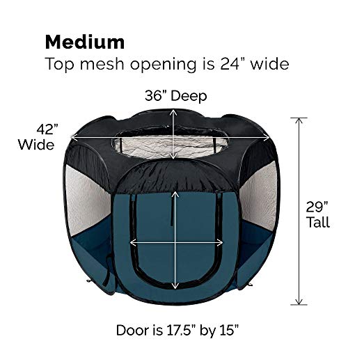 Furhaven Pop Up Playpen Pet Tent Playground - Sailor Blue, Medium