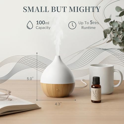 Cegsin Essential Oil Diffuser with Adapter, 100ml Small Aromatherapy Scent Machine for Home & Office Desk, 7 Color LED Coo...