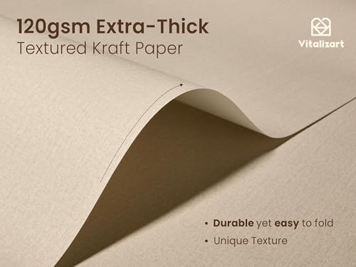 Vitalizart Textured Wrapping Paper Set 17" Roll Twine Ribbons & Tags Extra Thick All-in-One Neutral Beige Kraft Christmas ...
