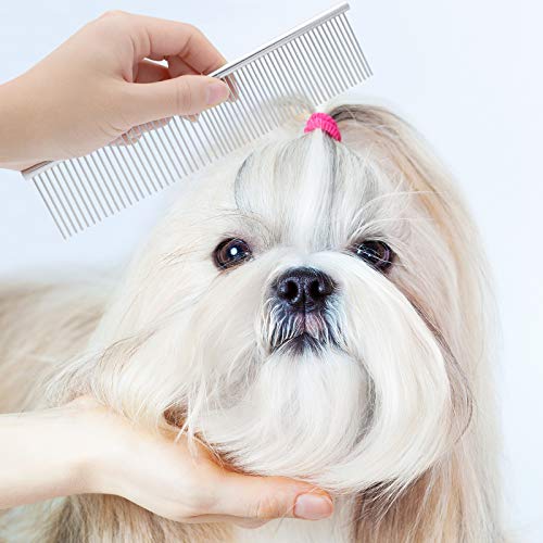 GUBCUB Pets Grooming Comb Kit for Small Dogs Puppies For Tear Stain Remover, 2-in-1 with Round Teeth to Remove Knots Crust...