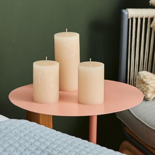 Simply Soson 3x6 inch Ivory Pillar Candles Set of 3, Rustic Texture, Unscented Ivory Candles, Dripless Candles, 3 inch Pil...