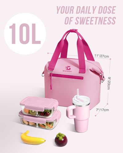GLORIEROO Pastel Lunch Box Women | Insulated Waterproof Leakproof Lunch Bag Cooler | Adjustable Strap | BPA-Free