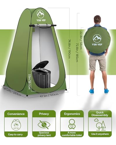 Camping Toilet with Pop-Up Privacy Tent and Liquid Waste Gel, Portable Toilet for Camping with Large Tent, Ergonomic Potty...