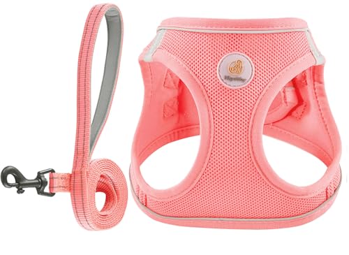 Hipubby Dog Harness and Leash Set, No Pull Soft Mesh Puppy Harness for Small Medium Dogs, Cats - Step in Reflective Breath...