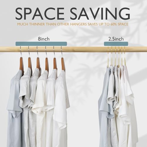 ManGotree Velvet Coat Hangers with 360° Swivel Gold Hook, Non-Slip Felt Suit Hangers, Slim Space Saving Clothes Hanger for...