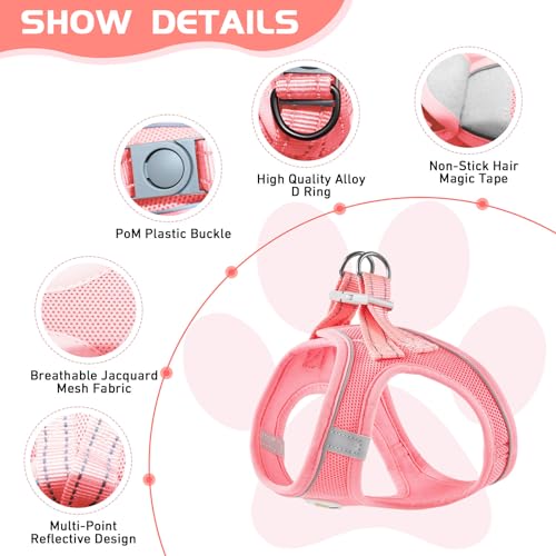 HIHANHAN Soft Mesh Dog Harness and Leash Set, No Pull Puppy Harness and Leash Set, Reflective Step in Harness for Small Me...
