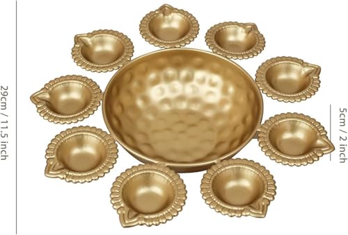 Diya Shape Decorative Urli Bowl for Home Metal Handcrafted for Floating Flowers and Tea Light Candles Home,Office and Tabl...