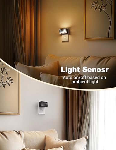 JandCase LED Night Light, [2 Pack] Night Lights Plug into Wall with Dusk to Dawn Sensor, Dimmable Plug in Night Light, Adj...