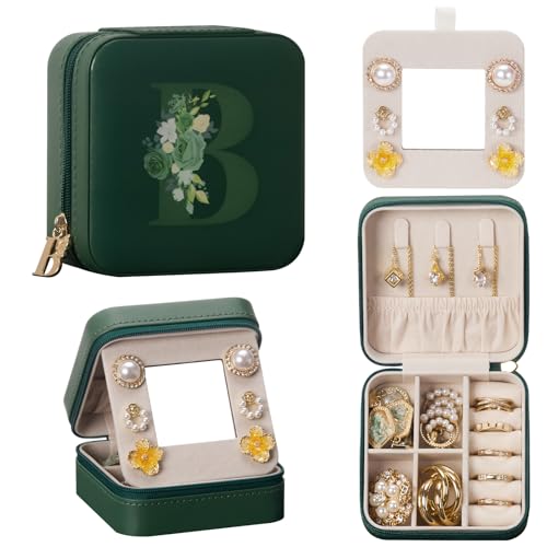 Enthralite Travel Jewelry Box for Gift: Traveling Jewelry Case for Girls Women - Mini Organizer for Necklaces Earrings Gre...